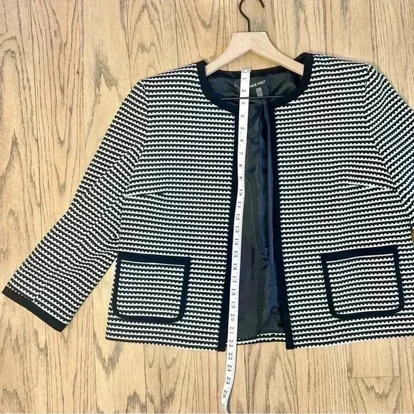 Nine West Women’s Knit Jacquard Open Front Blazer Jacket Size 14 - Picture 7 of 12